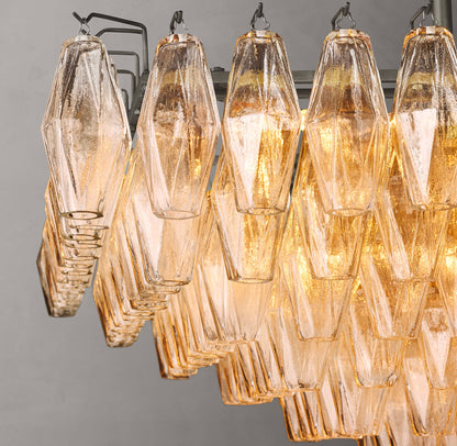 Chiara Clear Glass Tiered Rectangular Chandelier 54"