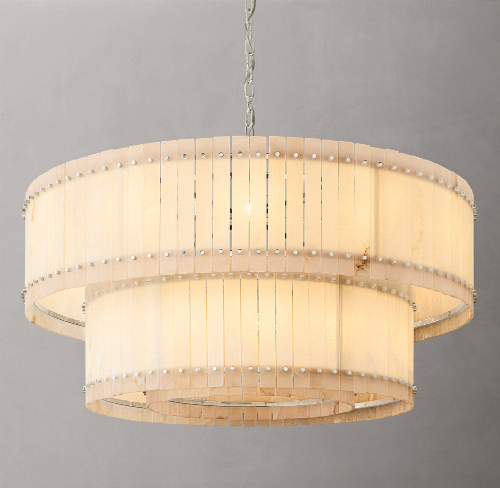 San Marco Alabaster Round Tiered Chandelier 60"