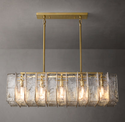 Lattice Clear Glass Rectangular Chandelier 49"