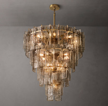 Lattice Smoke Glass Tiered Chandelier 47"