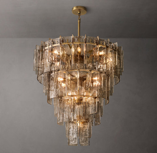 Lattice Smoke Glass Tiered Chandelier 47"