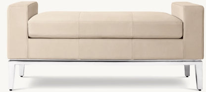 Italia Leather End-of-Bed Bench - Metal Base