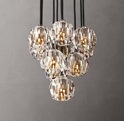 Boule De Cristal Clear Glass Round Cluster Chandelier 14"