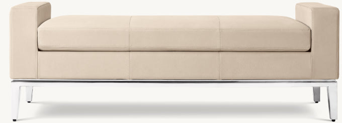 Italia Leather End-of-Bed Bench - Metal Base