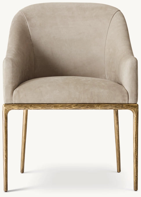 THADDEUS BARRELBACK SLOPE LEATHER DINING ARMCHAIR