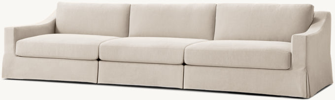 Modena Slipcovered Modular Slope Arm 3-Piece Sofa