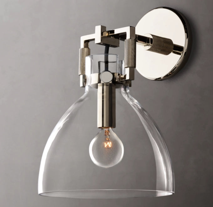 Machinist Glass Cloche Sconce 8"