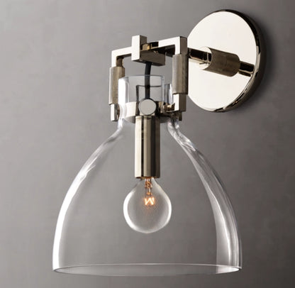 Machinist Glass Cloche Sconce 8"