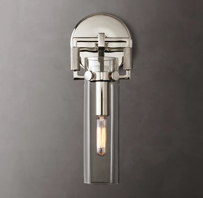 Machinist Glass Cylinder Sconce 9"