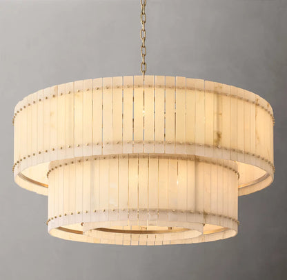 San Marco Alabaster Round Tiered Chandelier 60"
