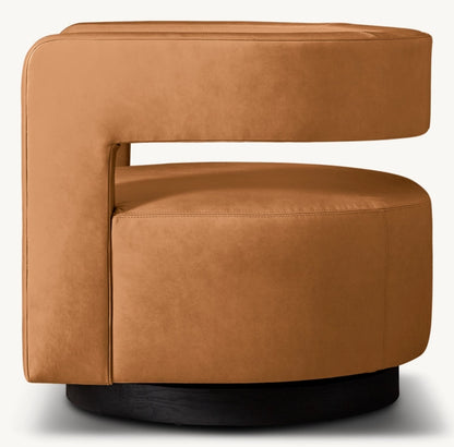 Drew Curved Leather Swivel Chair