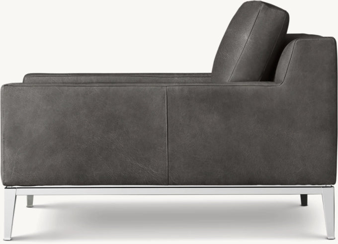 Italia Track Arm Leather Chair - Metal Base