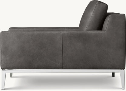 Italia Track Arm Leather Chair - Metal Base