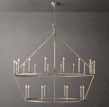 19TH C. ENGLISH OPENWORK TWO-TIER ROUND CHANDELIER 62"