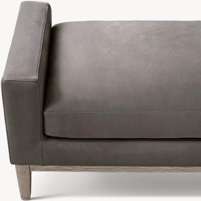 Italia Leather Bench - Oak Base