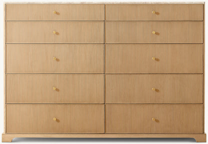 Genevieve Emperador Reeded 10-Drawer Dresser