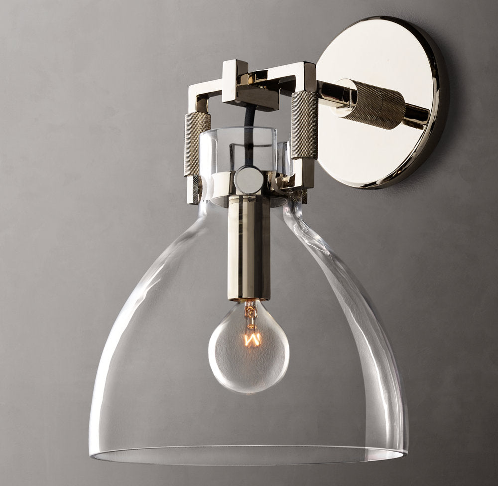 Machinist Glass Cloche Sconce 8"