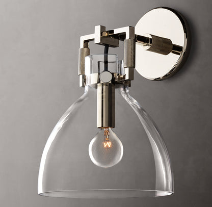 Machinist Glass Cloche Sconce 8"