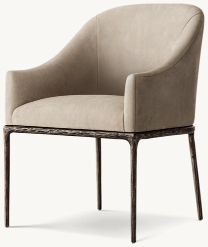 THADDEUS BARRELBACK SLOPE LEATHER DINING ARMCHAIR
