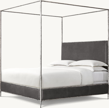 Thaddeus Leather Canopy Bed