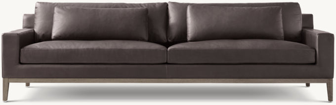 Italia Leather Track Arm Sofa - Oak Base