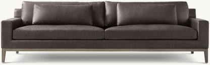 Italia Leather Track Arm Sofa - Oak Base