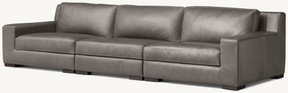 Modena Modular Leather Track Arm 3-Piece Sofa
