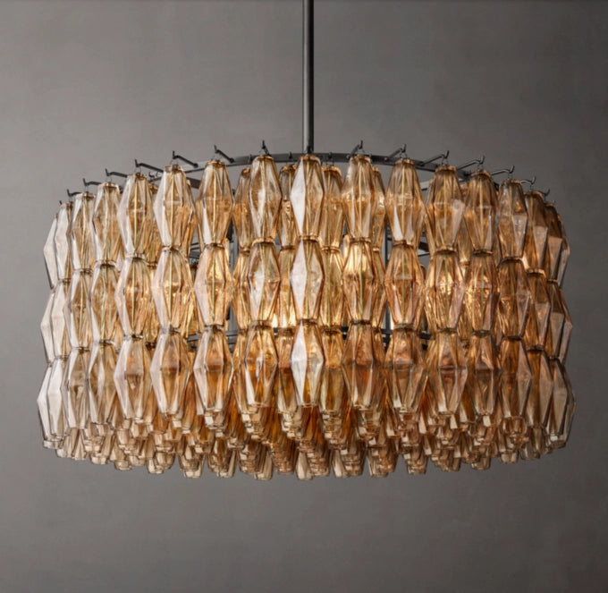 Chiara Smoke Glass Round Chandelier 37"