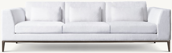 Italia Taper Arm 3-Cushion Sofa - Metal Base