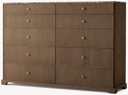 Genevieve Emperador Reeded 10-Drawer Dresser