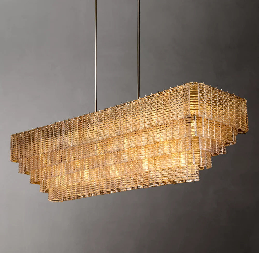 Sirene Clear Glass Rectangular Chandelier 77"