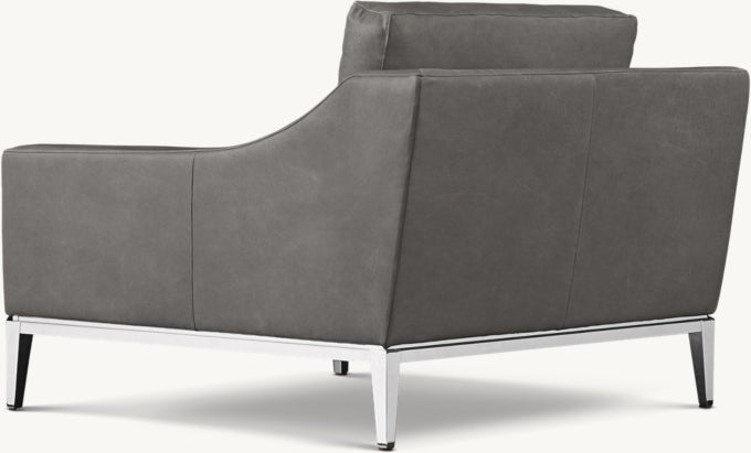 Italia Slope Arm Leather Chair - Metal Base