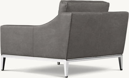 Italia Slope Arm Leather Chair - Metal Base