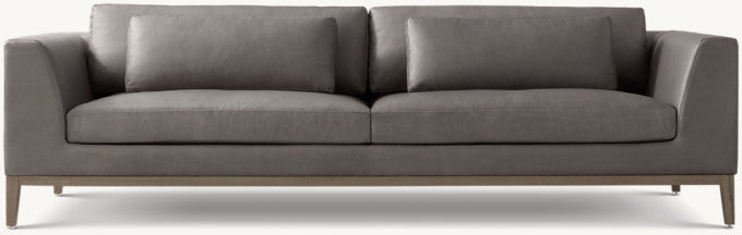 Italia Leather Taper Arm Sofa - Oak Base