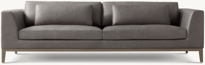 Italia Leather Taper Arm Sofa - Oak Base