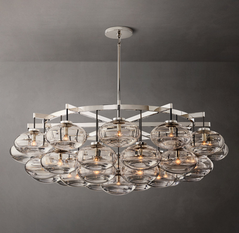 Cabrette Clear Glass Round Chandelier 60"
