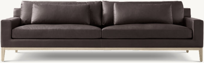Italia Leather Track Arm Sofa - Oak Base