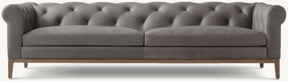 Italia Leather Chesterfield Sofa - Oak Base