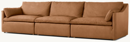 Cloud Modular Leather Slope Arm 3-Piece Sofa