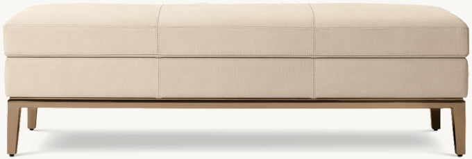 Italia Leather End-of-Bed Storage Bench - Metal Base
