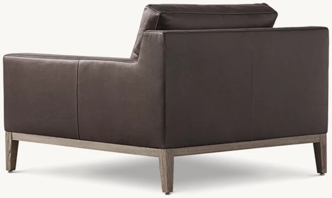 Italia Track Arm Leather Chair - Oak Base