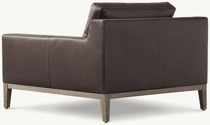 Italia Track Arm Leather Chair - Oak Base