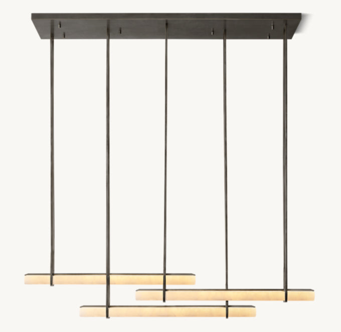 Audubon Alabaster Triple Bar Linear Chandelier