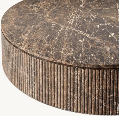 Byron Reeded Stone Round Coffee Table