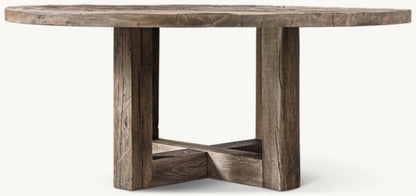 Reclaimed Rustic Oak Round Dining Table