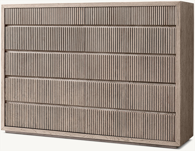 Reclaimed Oak Reeded 12-Drawer Dresser