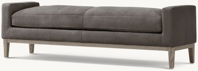 Italia Leather Bench - Oak Base