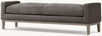 Italia Leather Bench - Oak Base
