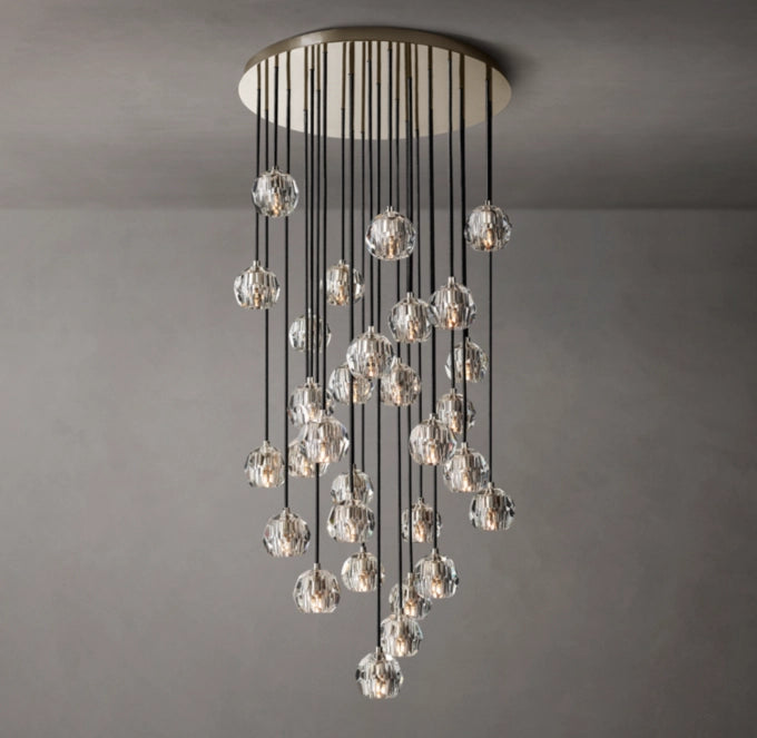 Boule De Cristal Clear Glass Round Cluster Chandelier 30"