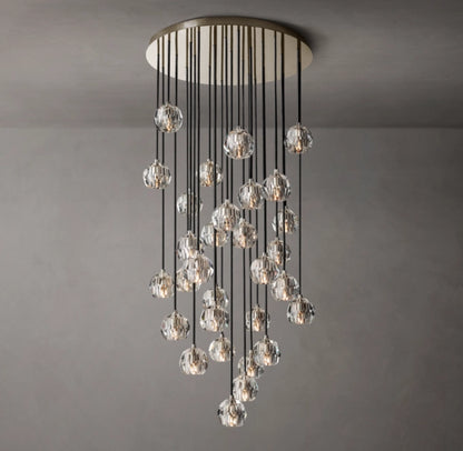Boule De Cristal Clear Glass Round Cluster Chandelier 30"